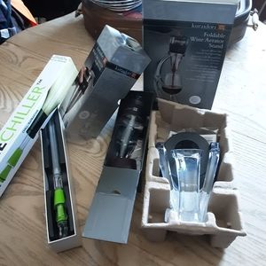 Kuraidori Wine Decanter & Aerator set, Aerator stand plus wine chill stick